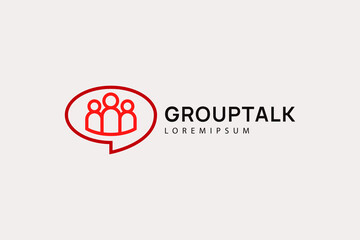 Group Chat Logo Design Template. Information Group Icon Line Art Vector