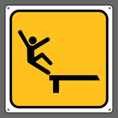 Different types of warning signs, beware of falling from a height.,Caution sign