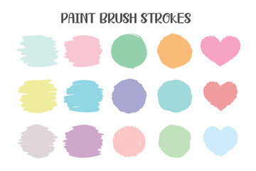 Color brush that has been painted into various shapes and text frames.