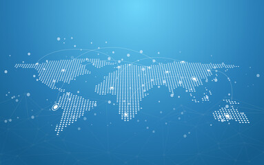 World map. Global network connections point and line. stock illustration
