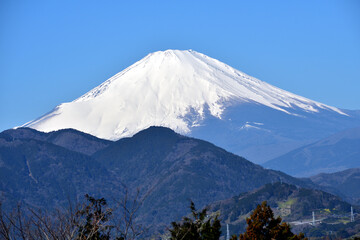 残雪の富士山アップ