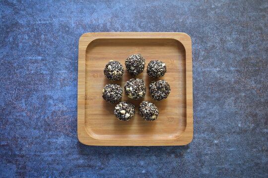 Til Laddu Indian traditional sweet made from black sesame seeds