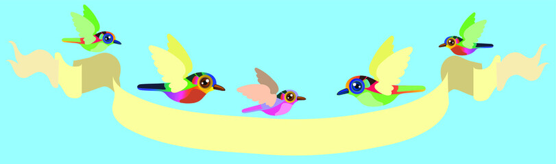 Birds Flying with Greem color Banner Vector. with copy space. Web banner frame