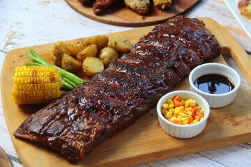 Freshly cooked pork baby back ribs