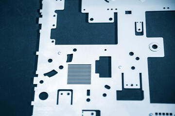 The sample of sheet metal product    from laser cutting process. The sample part of power supply...