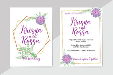 Wedding Invitation Card with Watercolor Floral Decoration
