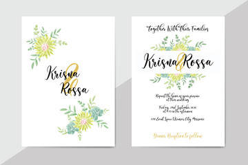 Fototapeta na wymiar Wedding Invitation Card with Watercolor Floral Decoration