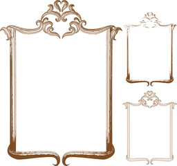 Decorated golden vector illustration frame.