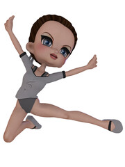 3d illustration of an cute dancing toon figure