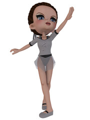 3d illustration of an cute dancing toon figure