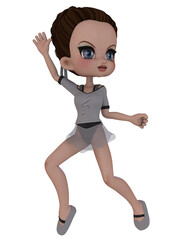 3d illustration of an cute dancing toon figure