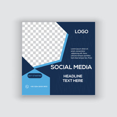 Set of editable square banner template. company  and workout social media post template .blue and baby blue shape.  Perfect for social media post, story and web internet ads.