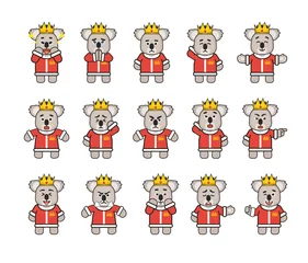 Stickers muraux Robot Jeu de caractères du roi Koala montrant diverses émotions, expressions faciales. Illustration vectorielle moderne