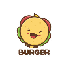 cute burger mascot character.