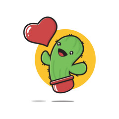 cute cactus cartoon illustration