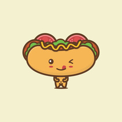 fast food illustration, cute hotdog characters