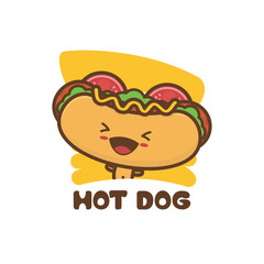 cute hotdog character mascot template