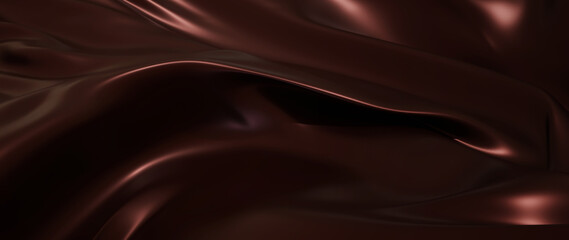 3d render of dark and brown cocoa. iridescent holographic foil. abstract art fashion background.