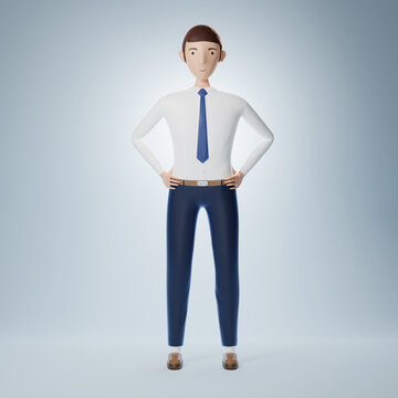 Full of confidence cartoon character businessman