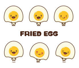 Cute fried egg cartoon mascot character.