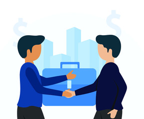 Business Partners, Shaking hands in flat concept