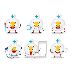 Doctor profession emoticon with fried egg cartoon character
