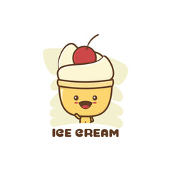 cute mascot character ice cream