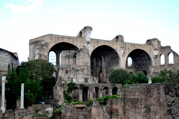 Fototapeta na wymiar Basilica of Maxentius and Constantine (Basilica di Massenzio) - roman forum - Rome, Italy