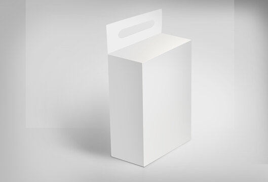 3D Rendering Of A White Box Isolated On Gray Background