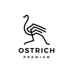ostrich monoline logo vector icon illustration