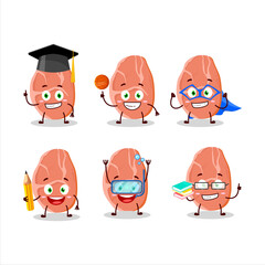 School student of slice of pork cartoon character with various expressions