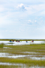 Group of kayakers in a marsh on Cape Cod, Massachusetts