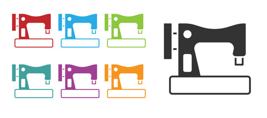 Black Sewing machine icon isolated on white background. Set icons colorful. Vector
