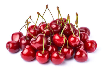 sweet cherry fruits isolated on white background