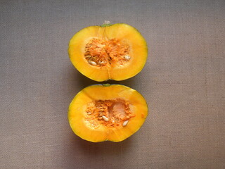 Cut yellow color raw fresh Pumpkin