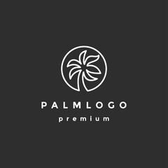 Line Palm Logo Template on black background