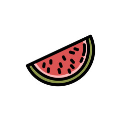 Watermelon flat outlined icon. Vector fruit logo isolated on white background. Vegan food symbol, media glyph for web