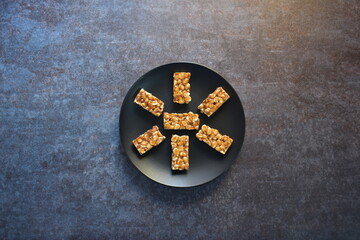 Chikki Indian traditional brittle sweet made from peanuts and jaggery