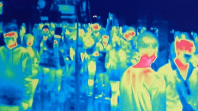 Temperature control monitor of thermal scanner camera  to check people during Coronavirus, Covid 19 outbreak