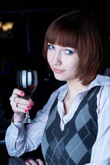 Pretty girl with wine