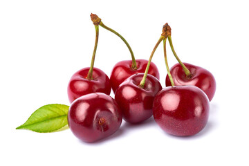 sweet cherry fruits isolated on white background