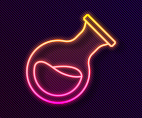 Glowing neon line Test tube and flask chemical laboratory test icon isolated on black background. Laboratory glassware sign. Vector