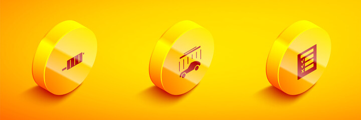 Set Isometric Car muffler, wash and inspection icon. Vector