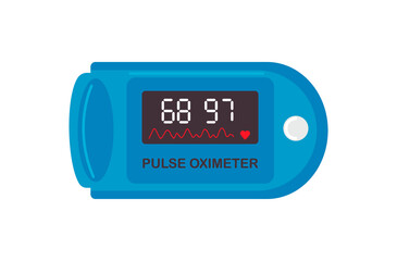 pulse oximeter, oxygen saturation, medical instrument oximeter isolated on a white background. monitor your heart rate through your finger. vector illustration in a flat style.