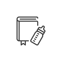 Baby food book line icon