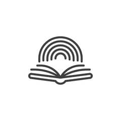 Book with rainbow line icon