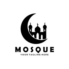 mosque logo vintage vector illustration design