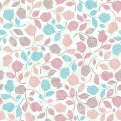 Seamless Pattern with Soft Pastel Palette Vector Tulip Floral