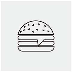Burger icon vector. Hamburger or cheeseburger symbol.