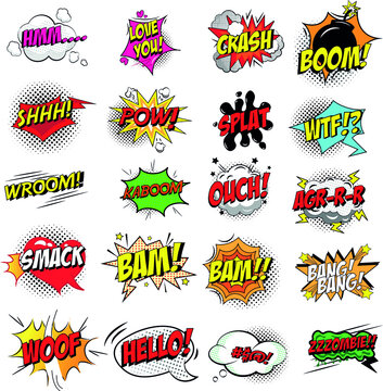 Comic Speach Background Pattern on a White Pop Art Retro Style Web Bubble Effect. Vector illustration, text in retro style
